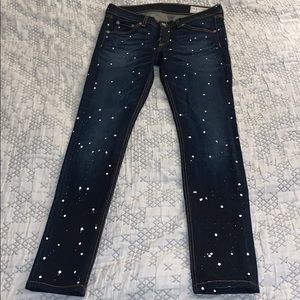 Rag & bone white splatter paint jeans